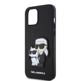 Karl Lagerfeld PU Saffiano Karl and Choupette Zadní Kryt pro iPhone 12/12 Pro Black