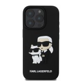 Karl Lagerfeld 3D Rubber Karl and Choupette Zadní Kryt pro iPhone 16 Pro Max Black