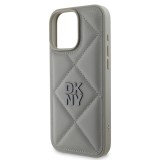 DKNY PU Leather Quilted Stack Logo Zadní Kryt pro iPhone 16 Pro Grey