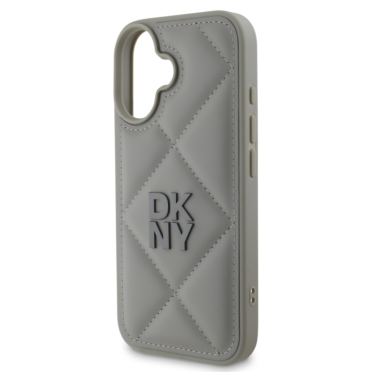 DKNY PU Leather Quilted Stack Logo Zadní Kryt pro iPhone 16 Plus Grey