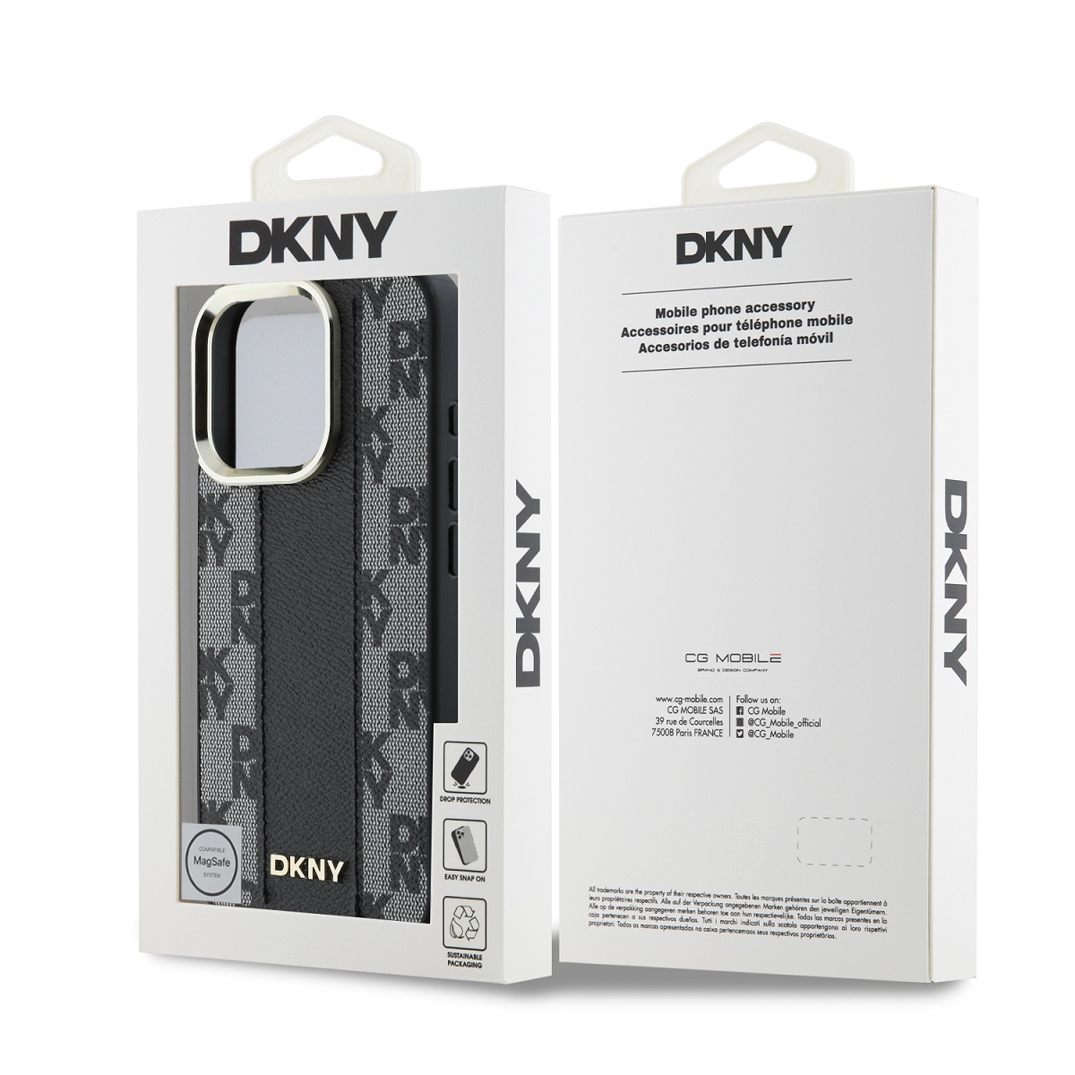 DKNY PU Leather Checkered Pattern Magsafe Zadní Kryt pro iPhone 16 Pro Max Black