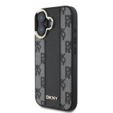 DKNY PU Leather Checkered Pattern Magsafe Zadní Kryt pro iPhone 16 Plus Black