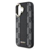 DKNY PU Leather Checkered Pattern Magsafe Zadní Kryt pro iPhone 16 Plus Black