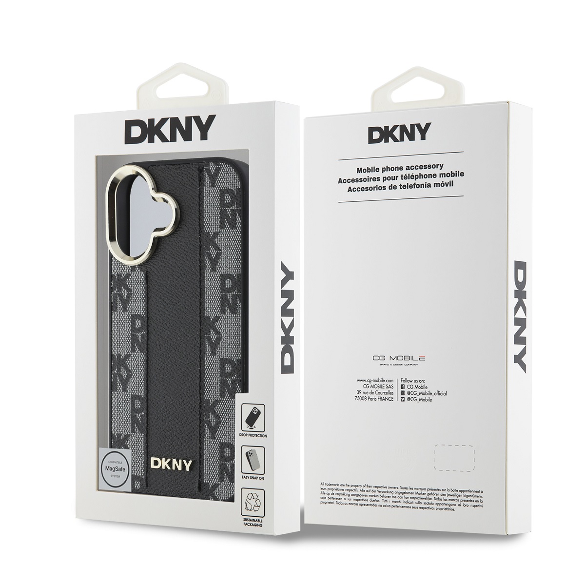 DKNY PU Leather Checkered Pattern Magsafe Zadní Kryt pro iPhone 16 Plus Black