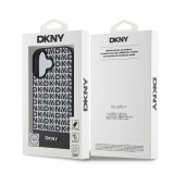 DKNY PU Leather Repeat Pattern Bottom Stripe MagSafe Zadní Kryt pro iPhone 16 Plus Black