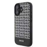 DKNY PU Leather Repeat Pattern Bottom Stripe MagSafe Zadní Kryt pro iPhone 16 Black