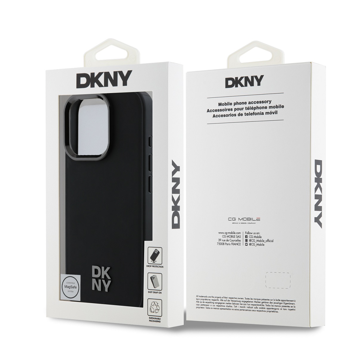 DKNY PU Leather Stack Logo Magsafe Zadní Kryt pro iPhone 16 Pro Black