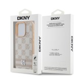 DKNY PU Leather Checkered Pattern and Stripe Zadní Kryt pro iPhone 16 Pro Max Pink