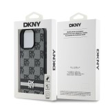 DKNY PU Leather Checkered Pattern and Stripe Zadní Kryt pro iPhone 16 Pro Black