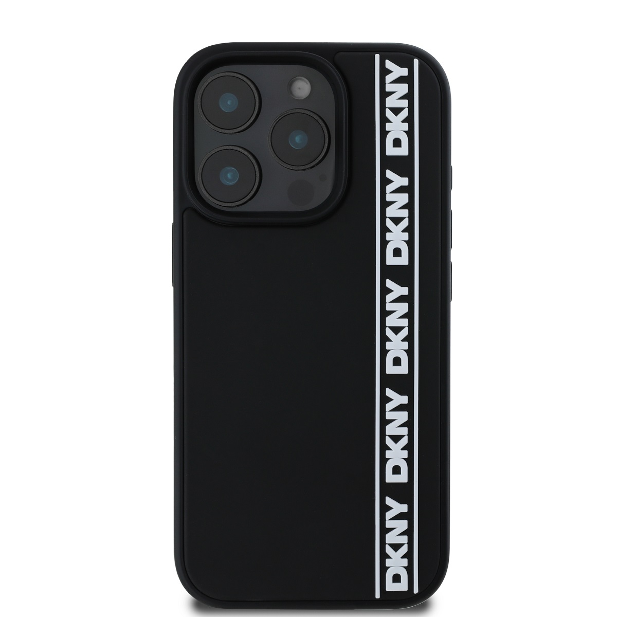 DKNY 3D Rubber Repeat Logo Line Zadní Kryt pro iPhone 16 Pro Max Black