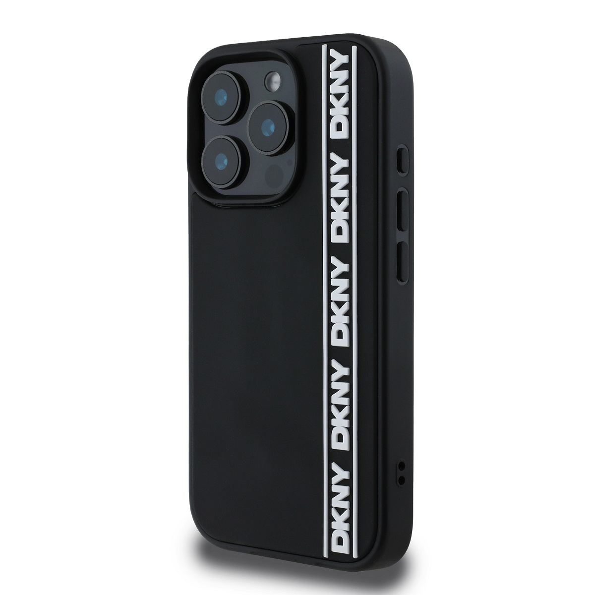 DKNY 3D Rubber Repeat Logo Line Zadní Kryt pro iPhone 16 Pro Max Black