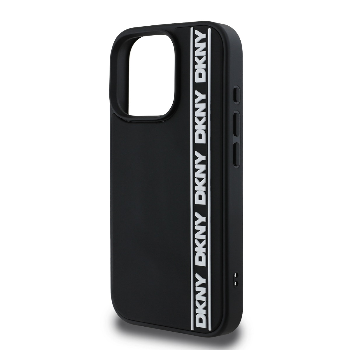 DKNY 3D Rubber Repeat Logo Line Zadní Kryt pro iPhone 16 Pro Max Black