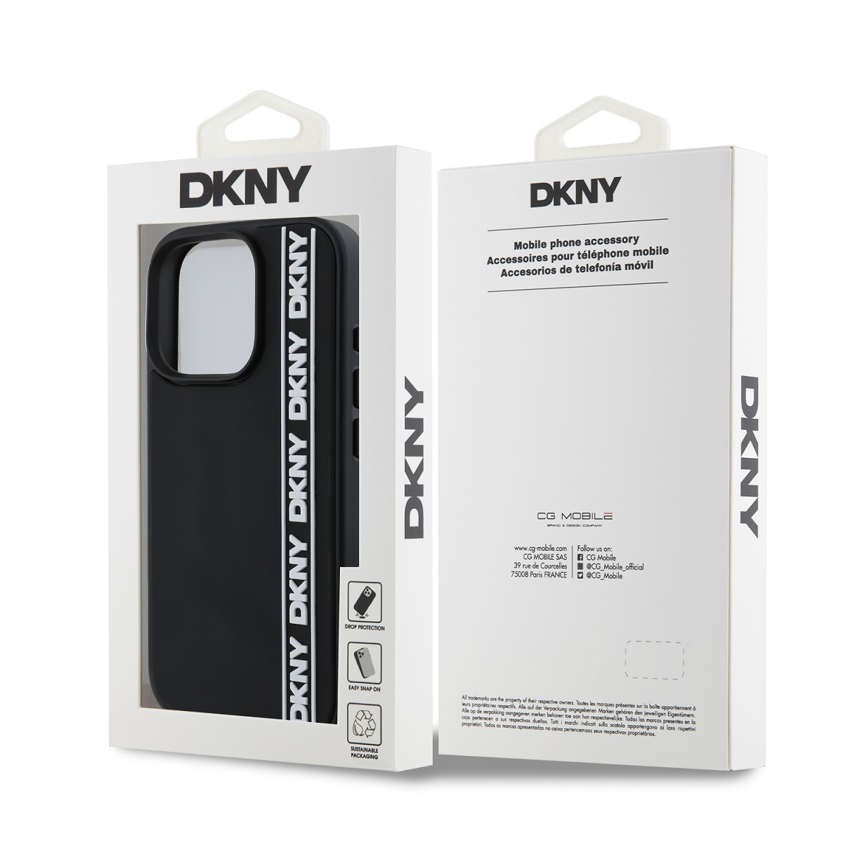 DKNY 3D Rubber Repeat Logo Line Zadní Kryt pro iPhone 16 Pro Max Black