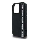 DKNY 3D Rubber Repeat Logo Line Zadní Kryt pro iPhone 16 Pro Black