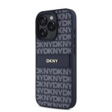 DKNY PU Leather Repeat Pattern Tonal Stripe Zadní Kryt pro iPhone 16 Pro Blue