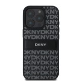 DKNY PU Leather Repeat Pattern Tonal Stripe Zadní Kryt pro iPhone 16 Pro Max Black