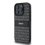 DKNY PU Leather Repeat Pattern Tonal Stripe Zadní Kryt pro iPhone 16 Pro Max Black