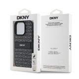 DKNY PU Leather Repeat Pattern Tonal Stripe Zadní Kryt pro iPhone 16 Pro Black