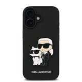 Karl Lagerfeld PU Saffiano Karl and Choupette Zadní Kryt pro iPhone 16 Black