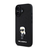 Karl Lagerfeld Fixed Glitter Metal Ikonik Zadní Kryt pro iPhone 16 Black