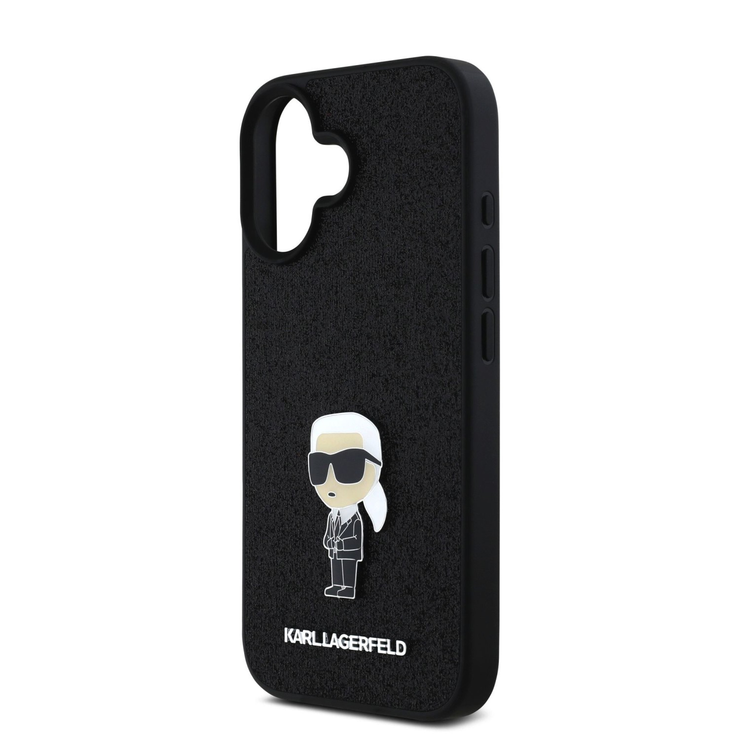 Karl Lagerfeld Fixed Glitter Metal Ikonik Zadní Kryt pro iPhone 16 Black