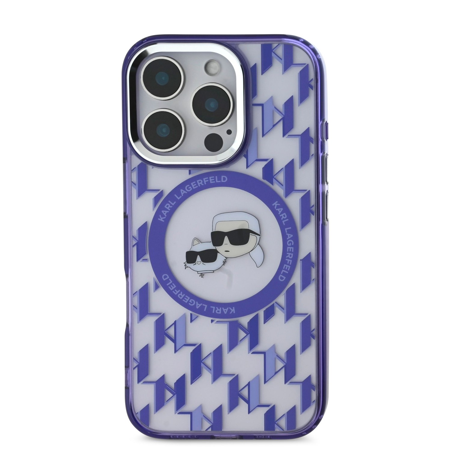 Karl Lagerfeld IML Monogram K&CH Heads MagSafe Zadní Kryt pro iPhone 16 Pro Purple