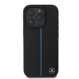 Mercedes Leather Blue Stripe MagSafe Zadní Kryt pro iPhone 16 Pro Max Black