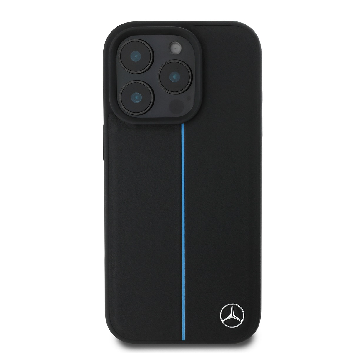 Mercedes Leather Blue Stripe MagSafe Zadní Kryt pro iPhone 16 Pro Max Black