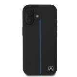 Mercedes Leather Blue Stripe MagSafe Zadní Kryt pro iPhone 16 Black