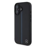 Mercedes Leather Blue Stripe MagSafe Zadní Kryt pro iPhone 16 Black