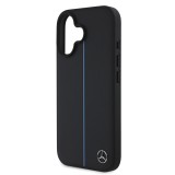 Mercedes Leather Blue Stripe MagSafe Zadní Kryt pro iPhone 16 Black