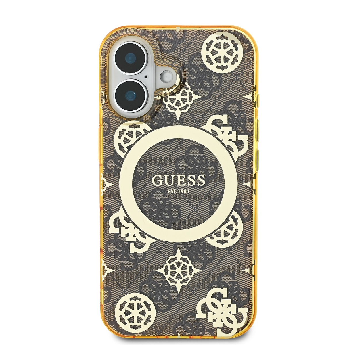 Guess IML 4G Peony MagSafe Zadní Kryt pro iPhone 16 Brown