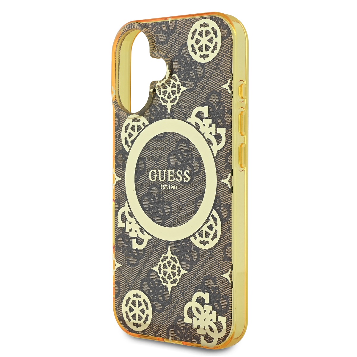 Guess IML 4G Peony MagSafe Zadní Kryt pro iPhone 16 Brown