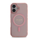 Guess IML Glitter Ring MagSafe Zadní Kryt pro iPhone 16 Pink