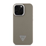 Guess PU Grained Triangle Logo Zadní Kryt pro iPhone 16 Pro Max Brown