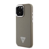 Guess PU Grained Triangle Logo Zadní Kryt pro iPhone 16 Pro Max Brown