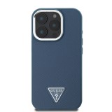 Guess PU Grained Triangle Logo Zadní Kryt pro iPhone 16 Pro Max Blue