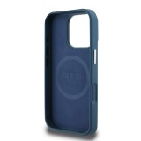 Guess PU Grained Triangle Logo Zadní Kryt pro iPhone 16 Pro Max Blue