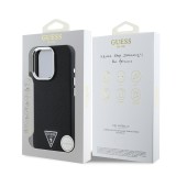 Guess PU Grained Triangle Logo Zadní Kryt pro iPhone 16 Pro Max Black