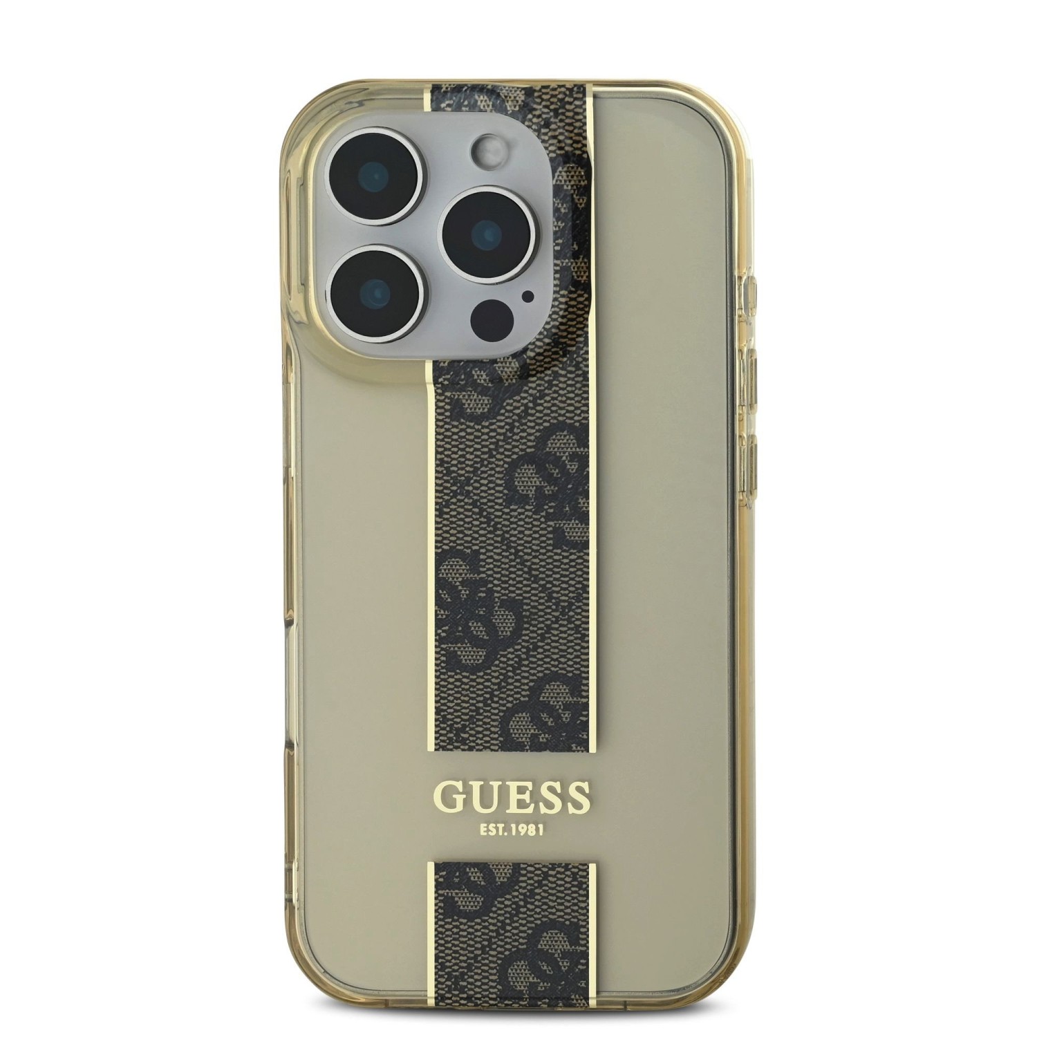 Guess IML Middle 4G Stripe Zadní Kryt pro iPhone 16 Pro Max Brown