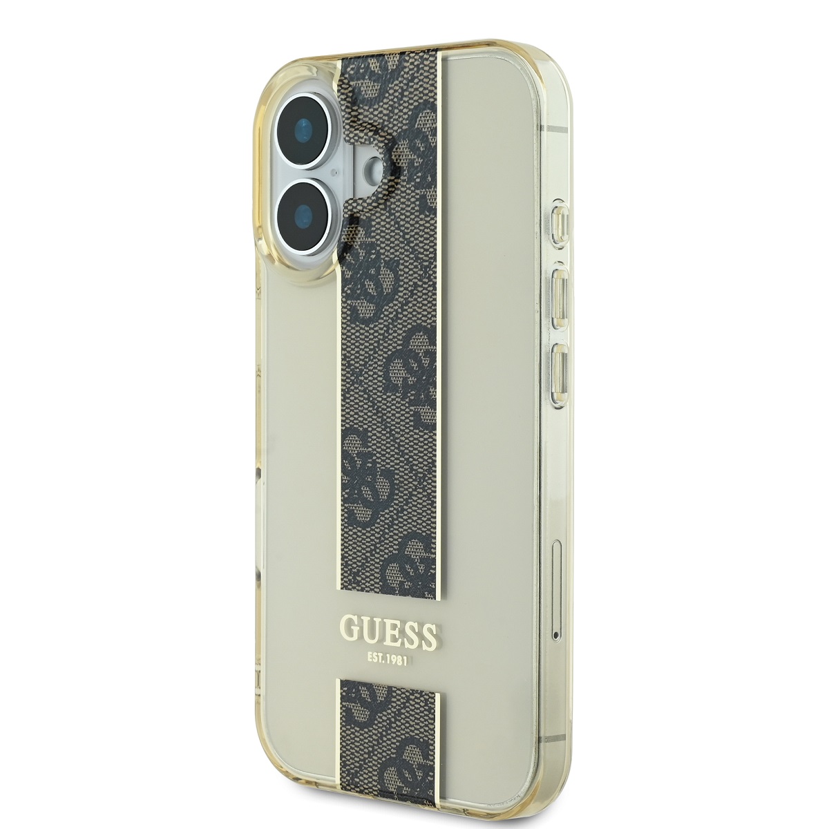 Guess IML Middle 4G Stripe Zadní Kryt pro iPhone 16 Brown