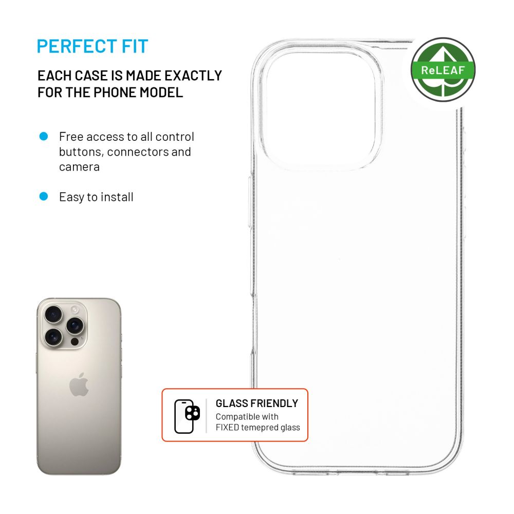 TPU gelový kryt FIXED ReStory AntiUV pro Apple iPhone 16 Pro, čirý