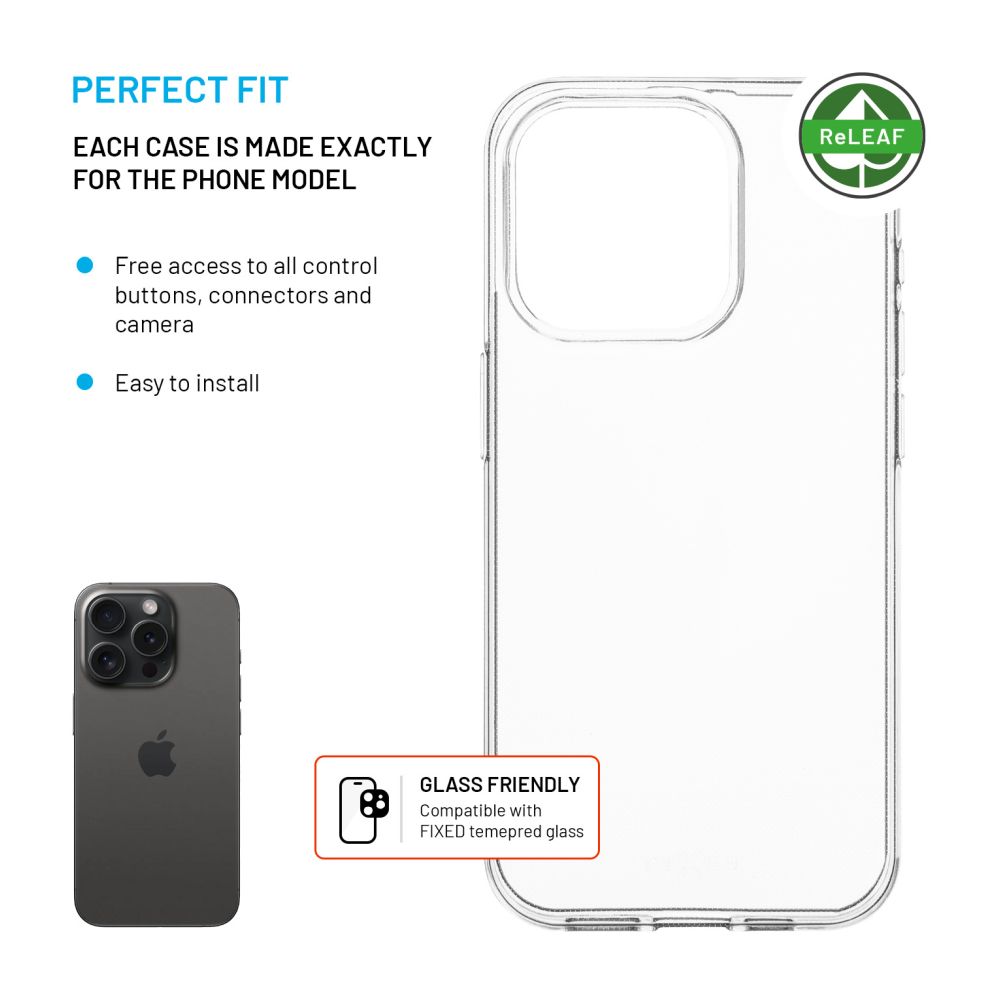 TPU gelový kryt FIXED ReStory AntiUV pro Apple iPhone 15 Pro, čirý