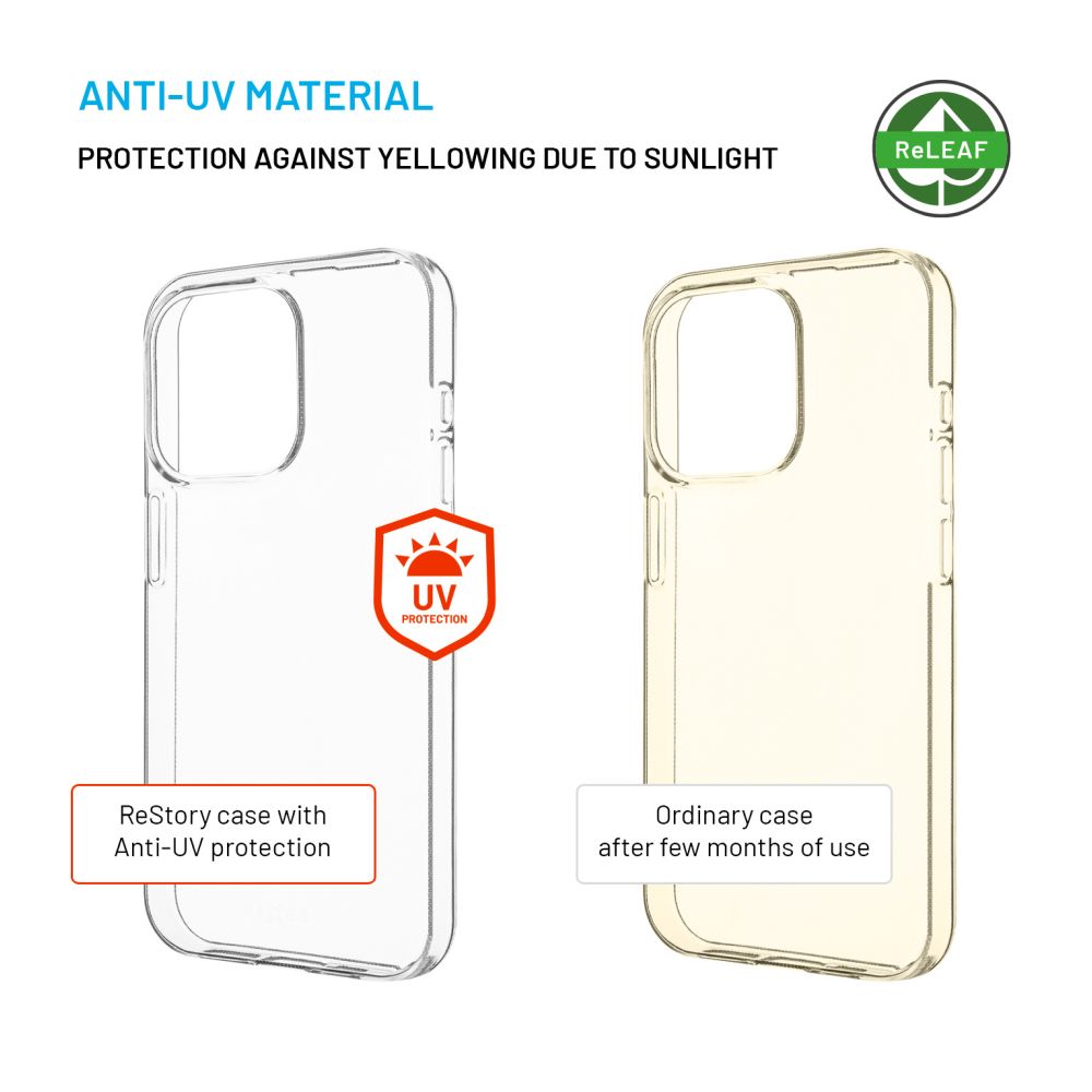 TPU gelový kryt FIXED ReStory AntiUV pro Apple iPhone 15 Pro, čirý