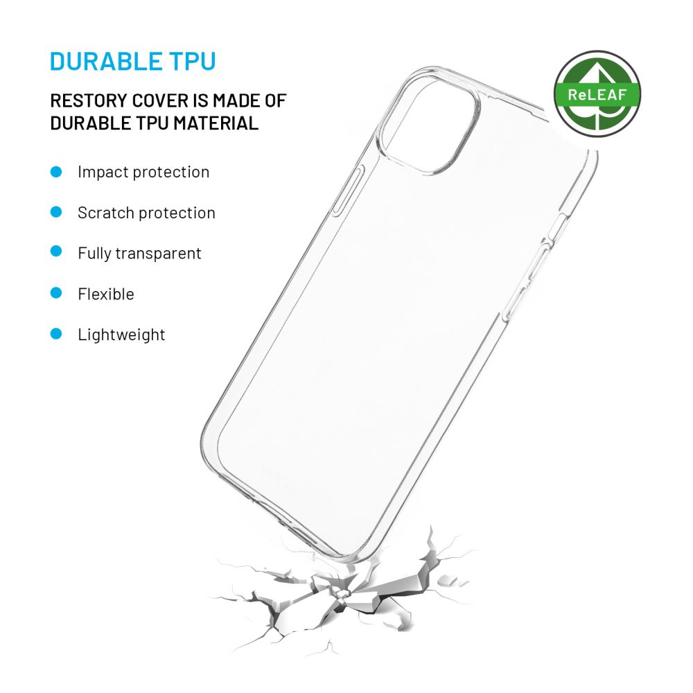 TPU gelový kryt FIXED ReStory AntiUV pro Apple iPhone 15 Plus, čirý