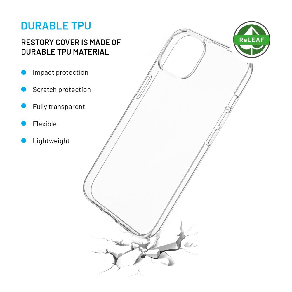 TPU gelový kryt FIXED ReStory AntiUV pro Apple iPhone 15, čirý