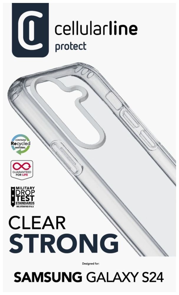 Zadní čirý kryt s ochranným rámečkem Cellularline Clear Duo pro Samsung Galaxy S24