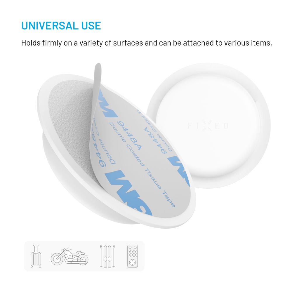 Silikonové nalepovací pouzdro FIXED Silky Sticker pro Apple AirTag, double pack, bílé