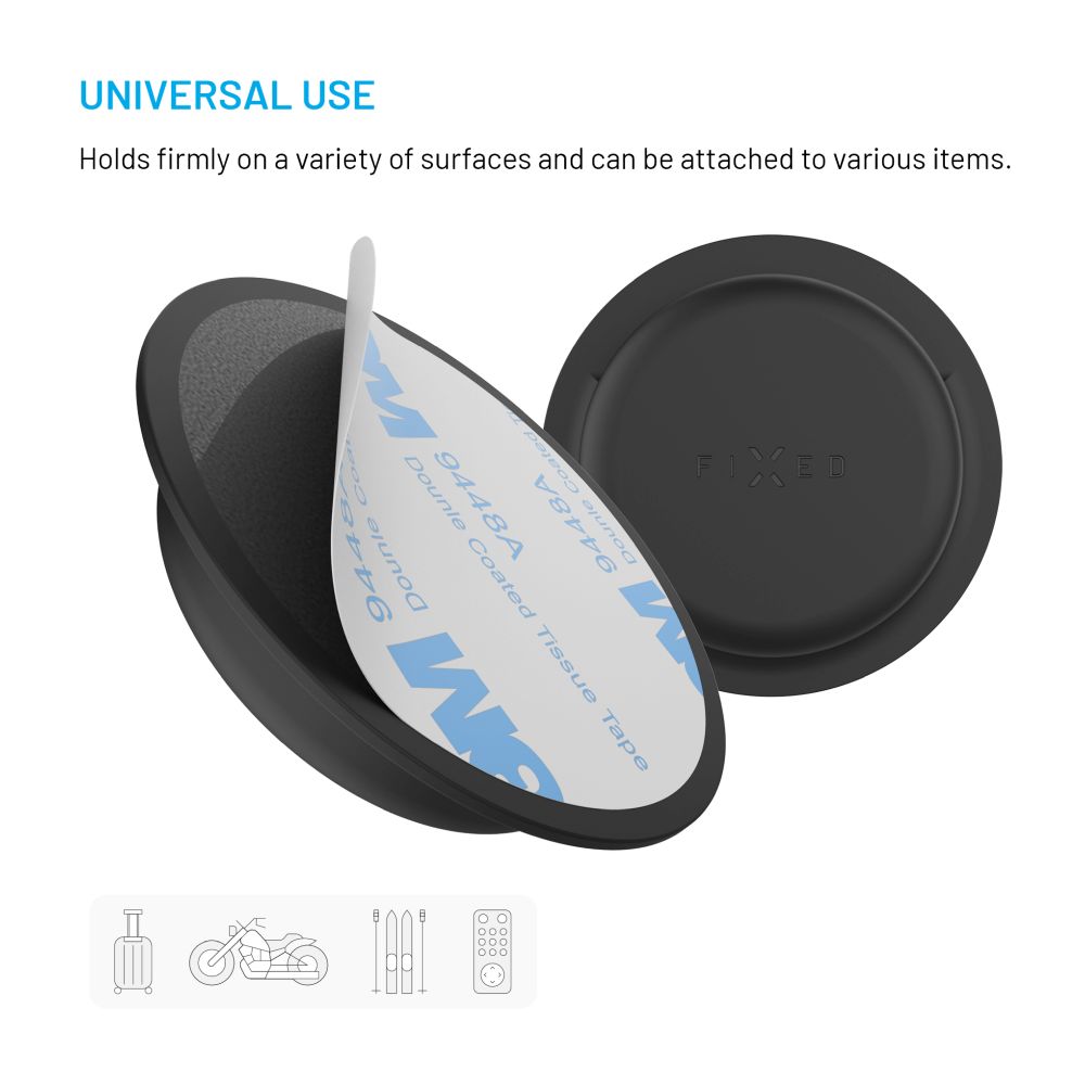 Silikonové nalepovací pouzdro FIXED Silky Sticker pro Apple AirTag, double pack, černé