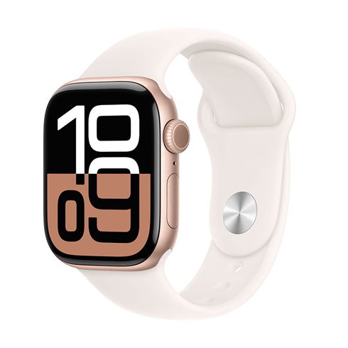 Apple Watch Series 10 GPS + Cellular 42mm Rose Gold Aluminium / Light Blush Sport Band - S/M